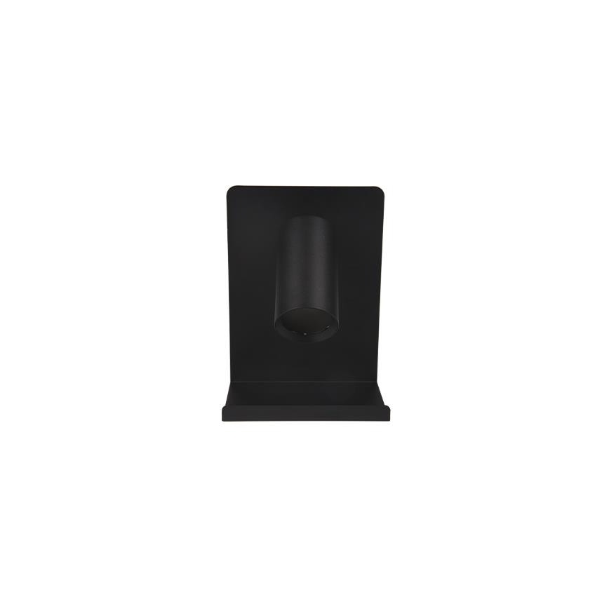 Fali spotlámpa polccal és USB töltővel 1xGU10/35W/230V fekete