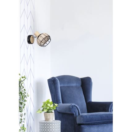 Fali spotlámpa TAJGA 1xE14/40W/230V rattan/fekete