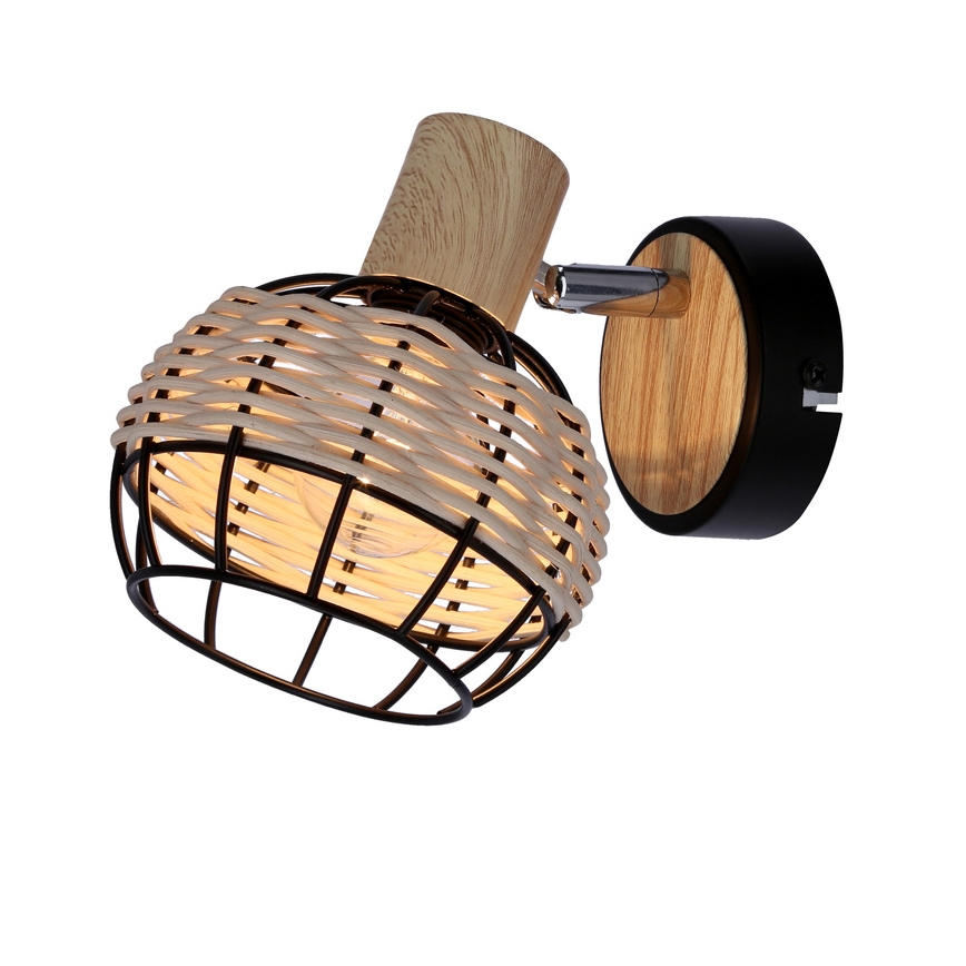 Fali spotlámpa TAJGA 1xE14/40W/230V rattan/fekete