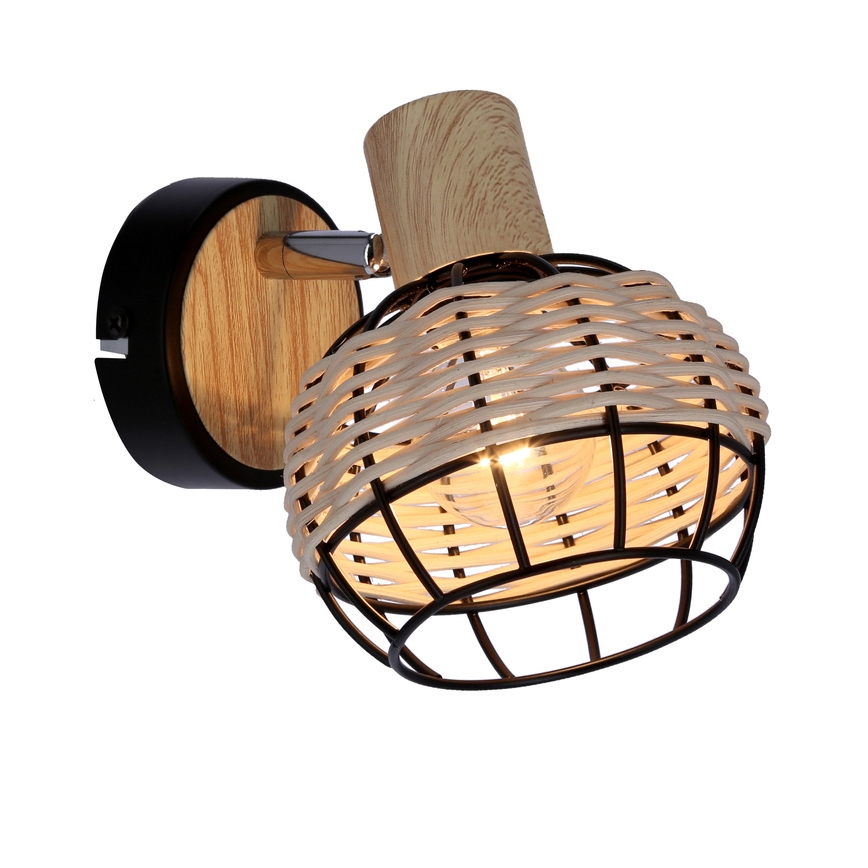 Fali spotlámpa TAJGA 1xE14/40W/230V rattan/fekete