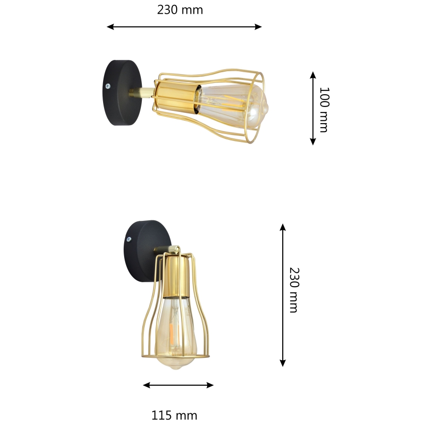 Fali spotlámpa TUBE 1xGU10/15W/230V arany/fekete
