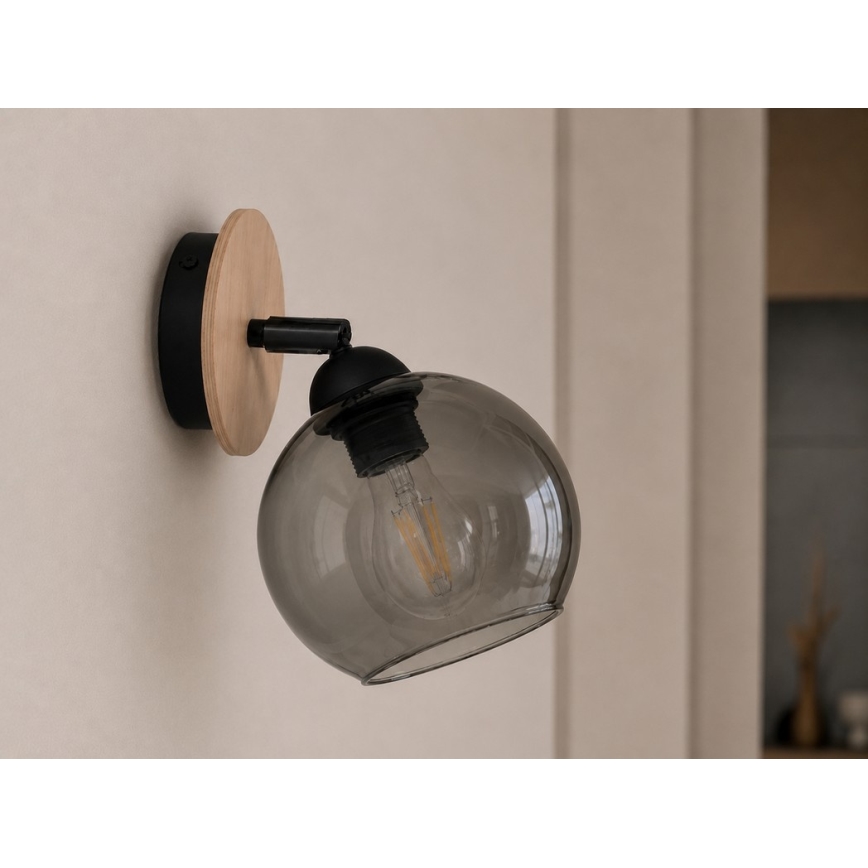 Fali spotlámpa UNO WOOD 1xE27/60W/230V fekete/barna