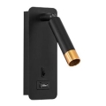 Fali spotlámpa USB töltővel 1xG9/35W/230V fekete/arany