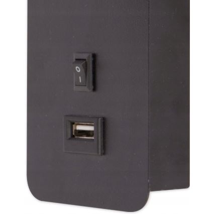 Fali spotlámpa USB töltővel 1xGU10/35W/230V fekete
