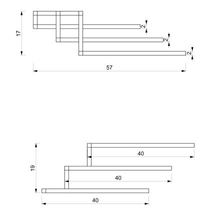 Fali törölközőtartó 19x58 cm fekete