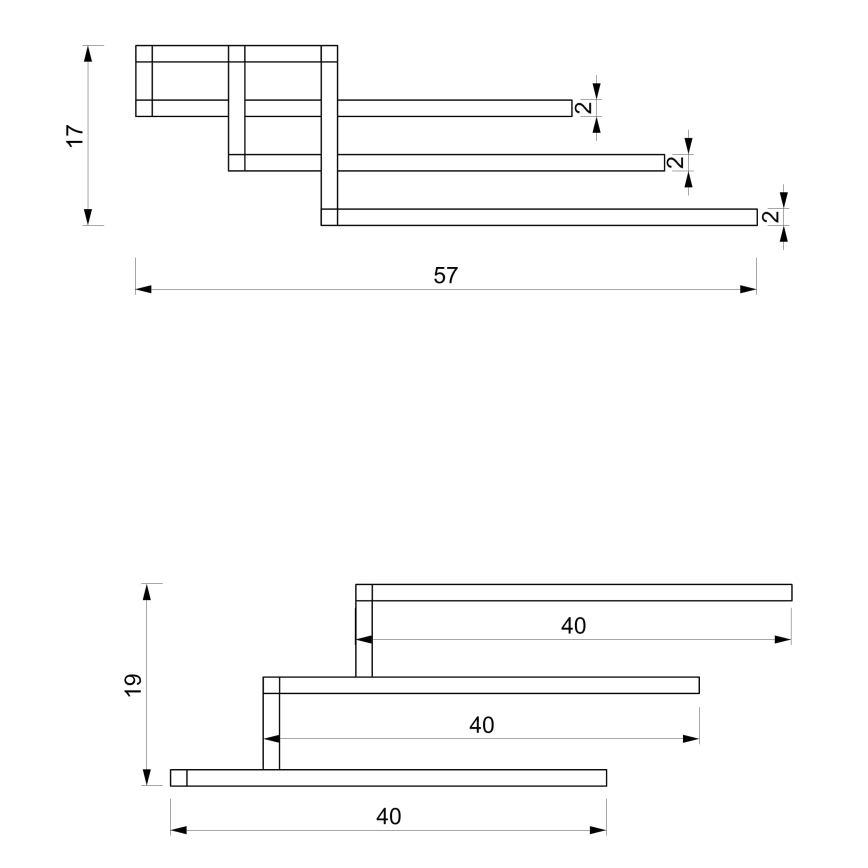 Fali törölközőtartó 19x58 cm fekete