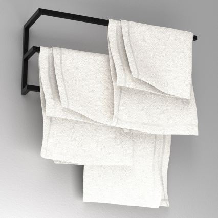 Fali törölközőtartó 25x60 cm fekete
