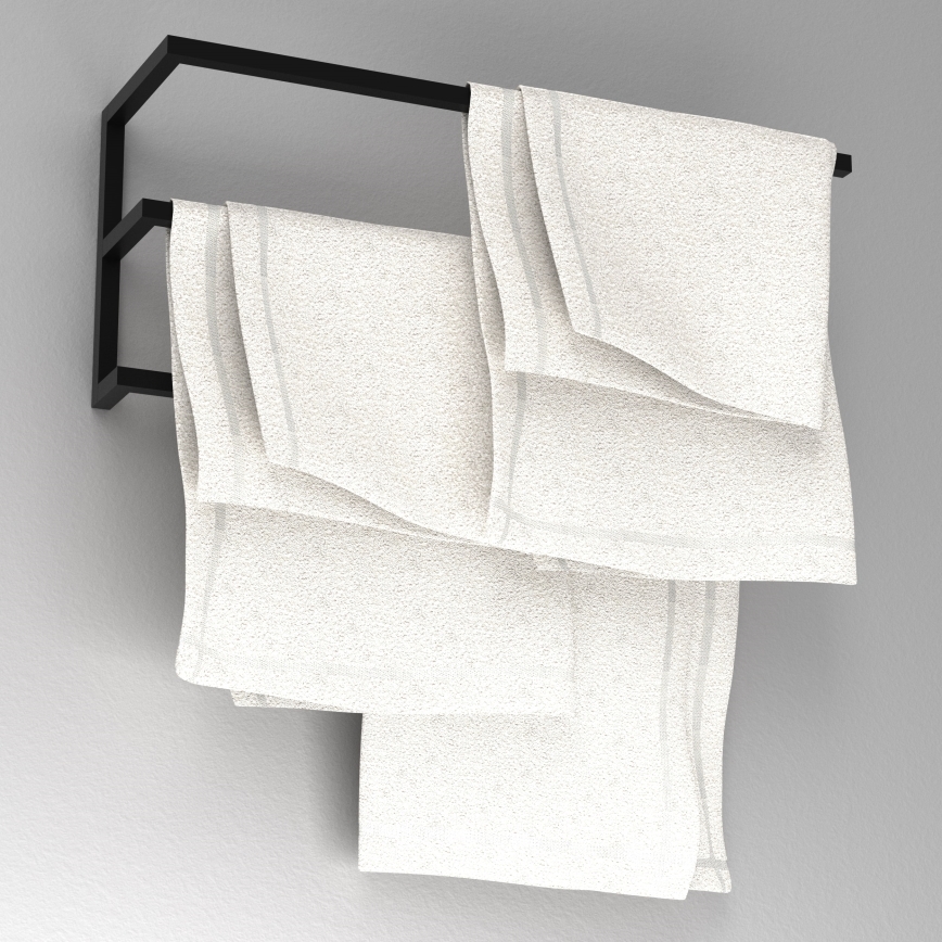 Fali törölközőtartó 25x60 cm fekete