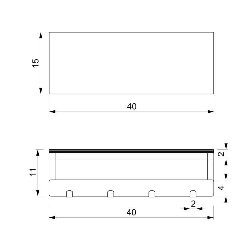 Fali törölközőtartó polccal 10x40 cm fekete