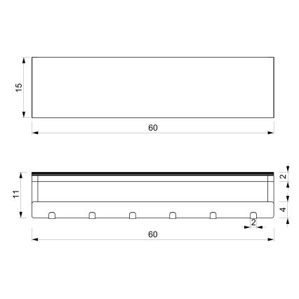 Fali törölközőtartó polccal 10x60 cm fekete