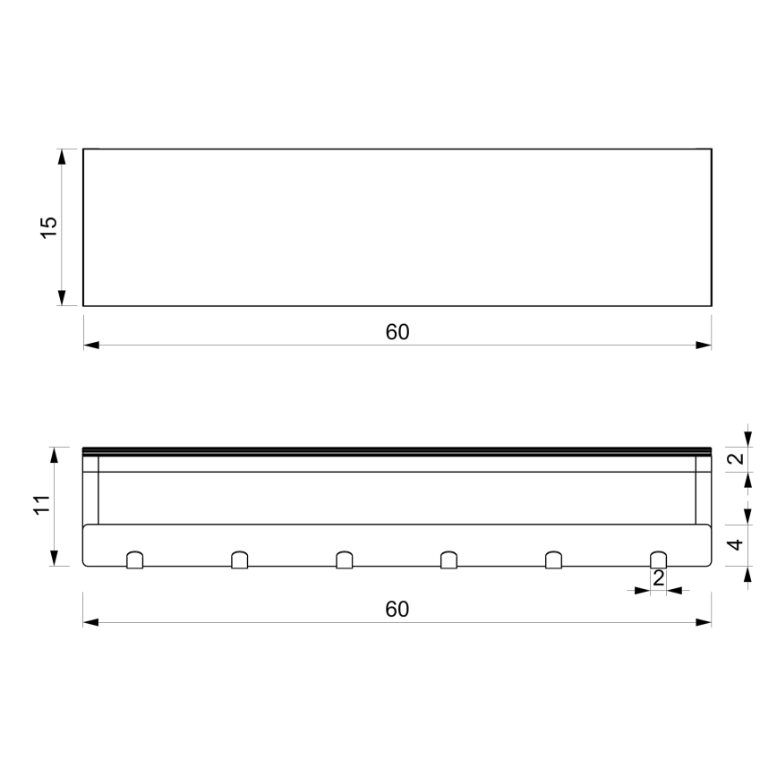 Fali törölközőtartó polccal 10x60 cm fekete