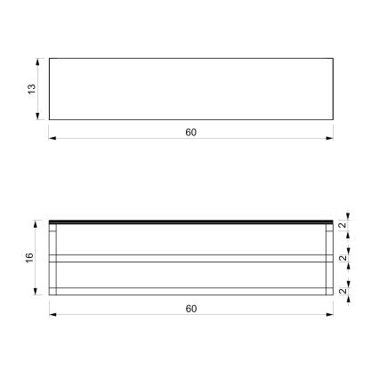 Fali törölközőtartó polccal 14x60 cm fehér