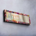 Fali tükör 120x40 cm fenyő/Virágok