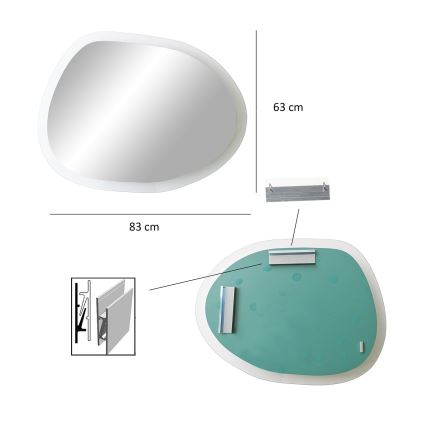 Fali tükör AQUA 63x83 cm átlátszó