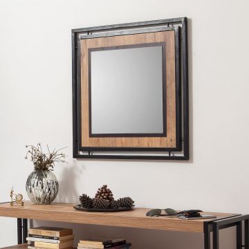 Fali tükör COSMO 70x70 cm barna//fekete