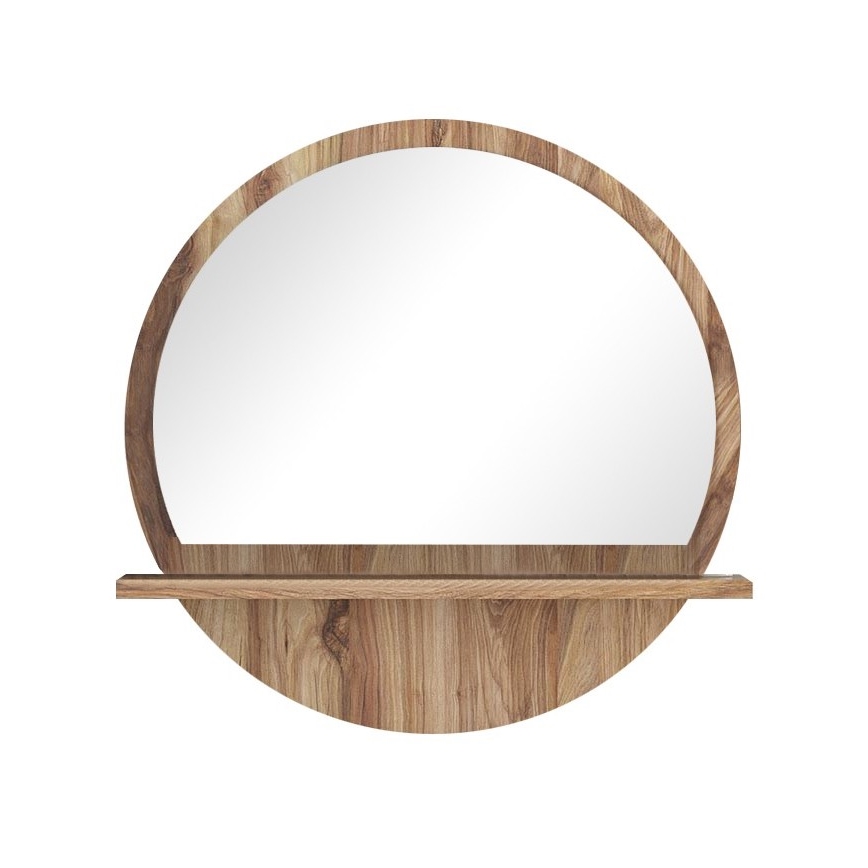 Fali tükör polccal 45x45 cm barna