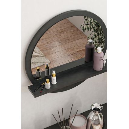 Fali tükör polccal 45x45 cm fekete