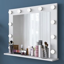 Fali tükör polccal RANI 90x71,8 cm fehér