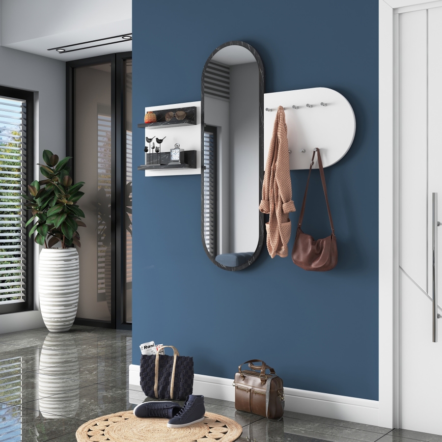 Fali tükör RANI 125x120 cm fehér/fekete