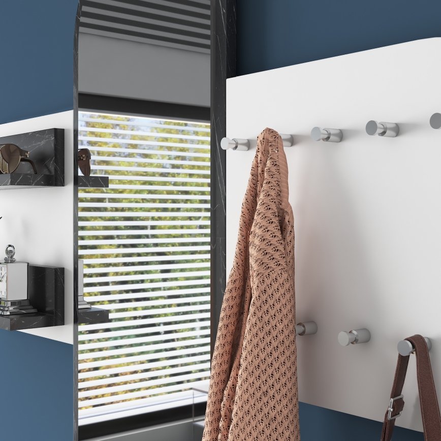 Fali tükör RANI 125x120 cm fehér/fekete