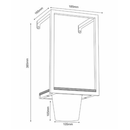 Fali virágcserép 38x18 cm fekete