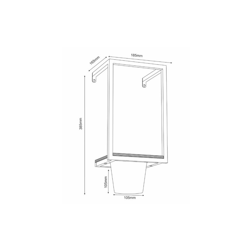 Fali virágcserép 38x18 cm fekete