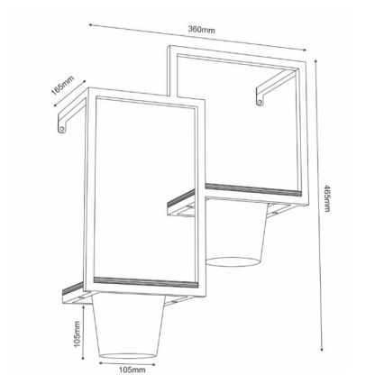 Fali virágcserép 46x36 cm fekete