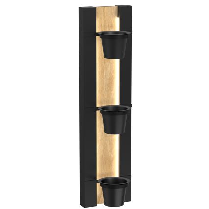 Fali virágtartó LED világítással SHELF 90x18 cm fekete/dub