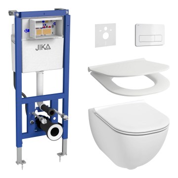 Fali WC MIO Vortex + WC-ülőke SoftClose MIO + DUAL nyomólap + falba építhető modul + szigetelő alátét