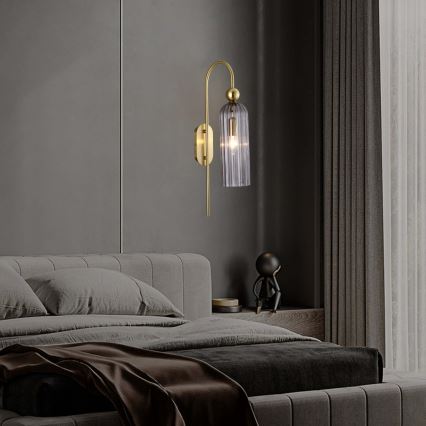 Falilámpa PIEGA 1xE14/40W/230V sárgaréz/füstfekete