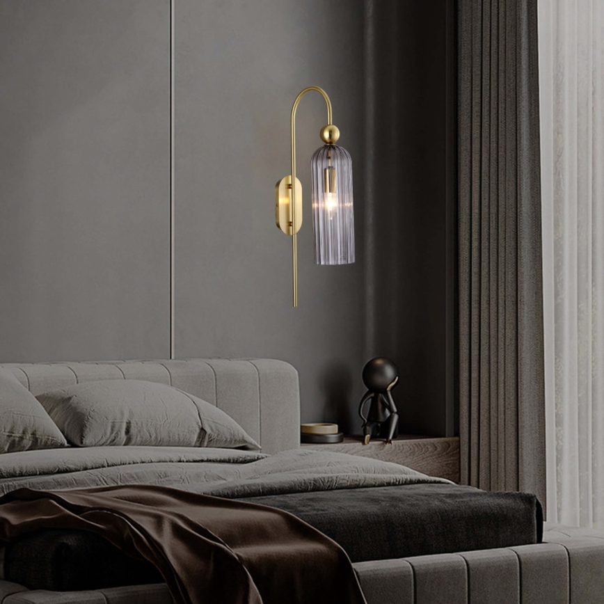 Falilámpa PIEGA 1xE14/40W/230V sárgaréz/füstfekete