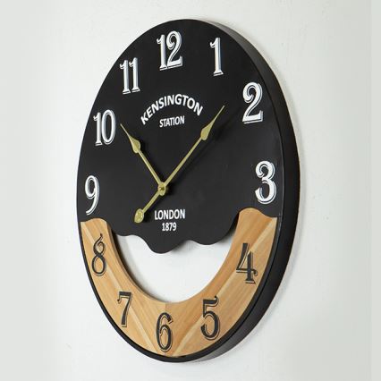 Falióra 1xAA átm. 60 cm fekete/bézs