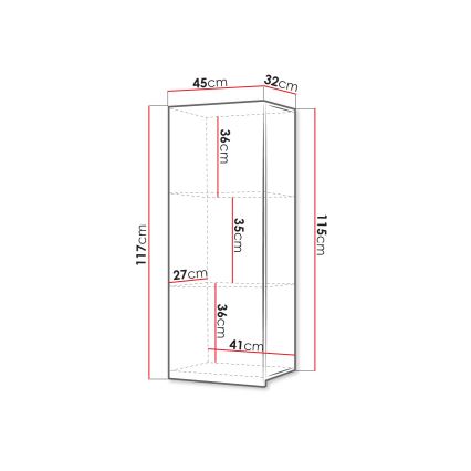 Faliszekrény CALABRINI 117x45 cm fekete