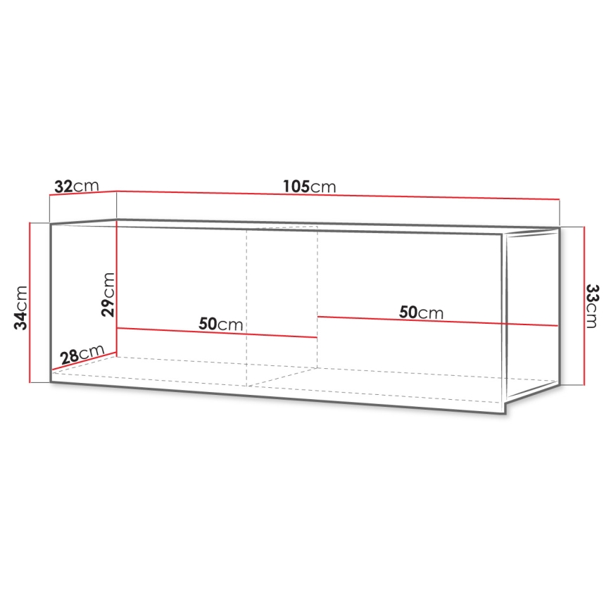 Faliszekrény CALABRINI 34x105 cm fekete