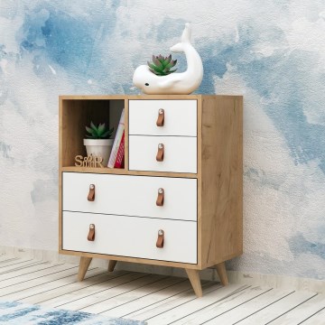 FALLOW komód 89x70 cm fehér/barna