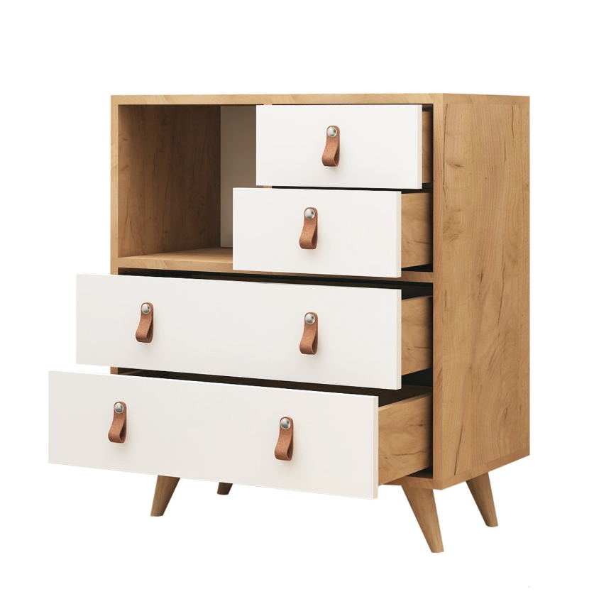 FALLOW komód 89x70 cm fehér/barna