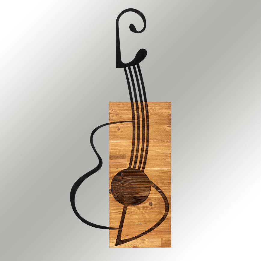 Fali dekoráció 39x93 cm gitár fa/fém