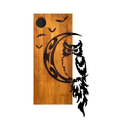 Fali dekoráció 36x66 cm bagoly fa/fém