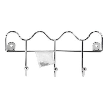 Falra szerelhető fogas 10x21,5 cm, fényes króm