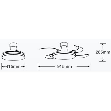 FANAWAY 210665 - LED Dimmelhető mennyezeti ventilátor ORBIT LED/25W/230V fekete + távirányítás