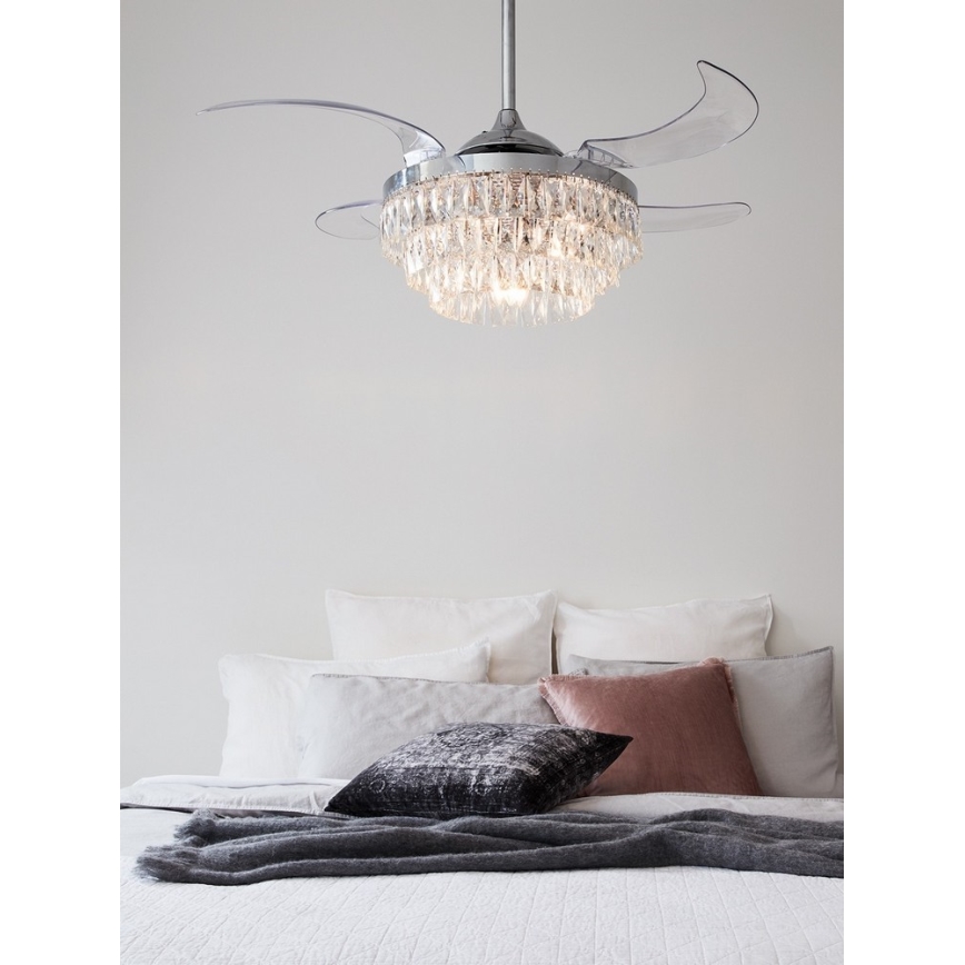 FANAWAY 212923 - LED mennyezeti ventilátor VEIL 6xE14/4,5W/230V fényes króm + távirányító