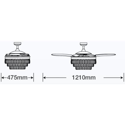 FANAWAY 212923 - LED mennyezeti ventilátor VEIL 6xE14/4,5W/230V fényes króm + távirányító