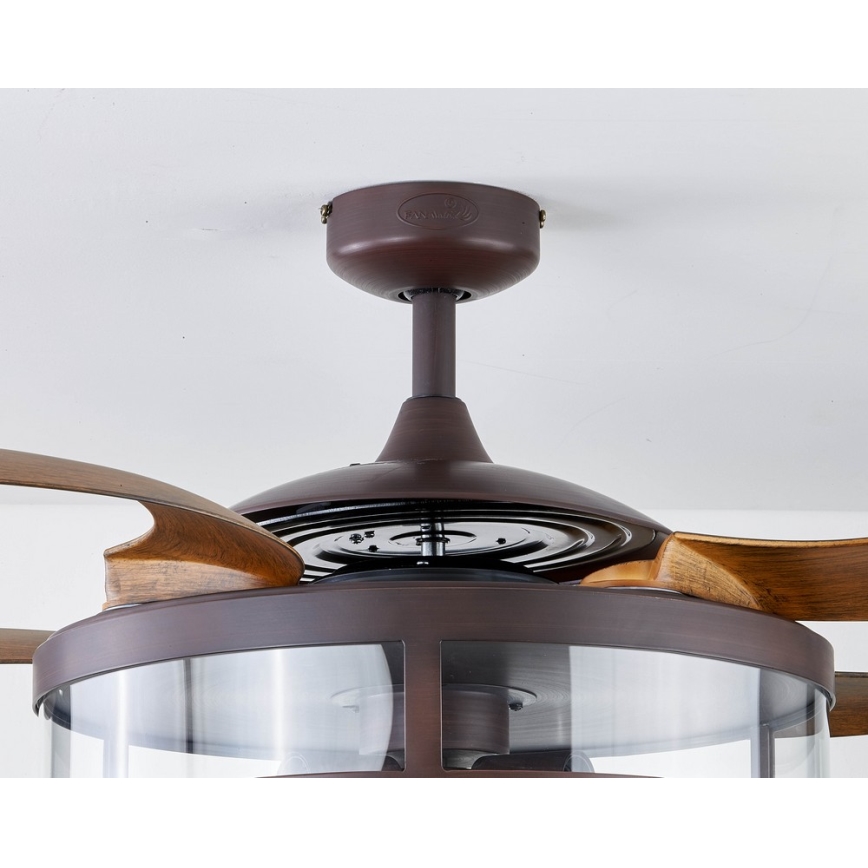 FANAWAY 212925 - LED mennyezeti ventilátor CLASSIC 3xE27/4W/230V barna + távirányító