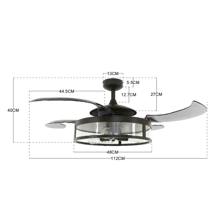 FANAWAY 212927 - LED mennyezeti ventilátor CLASSIC 3xE27/4W/230V fekete + távirányító