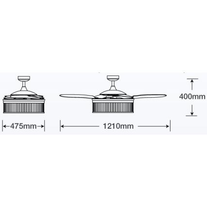 FANAWAY 212929 - Mennyezeti ventilátor CORBELLE 3xE27/25W/230V fényes króm + távirányító