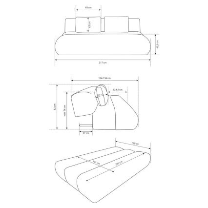 FANO kinyitható háromszemélyes kanapé, krémszínű