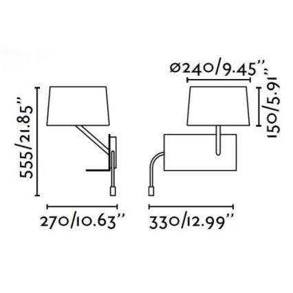 FARO 28415 - LED Fali lámpa HANDY USB 1xE27/20W/230V + LED/3W