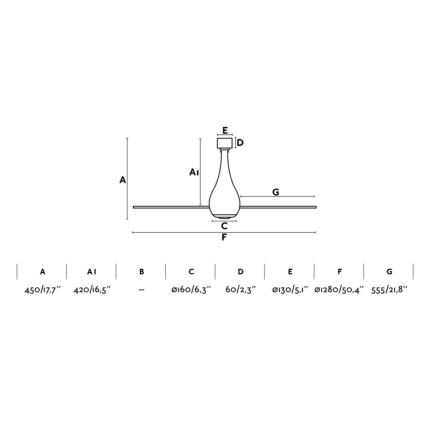 FARO 32030 - Mennyezeti ventilátor MINI ETERFAN fekete átm. 128 cm + távirányítás
