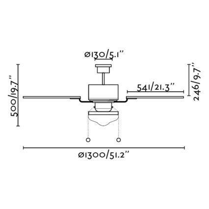 FARO 33019 - Mennyezeti ventilátor LOMBOK 2xE27/60W/230V
