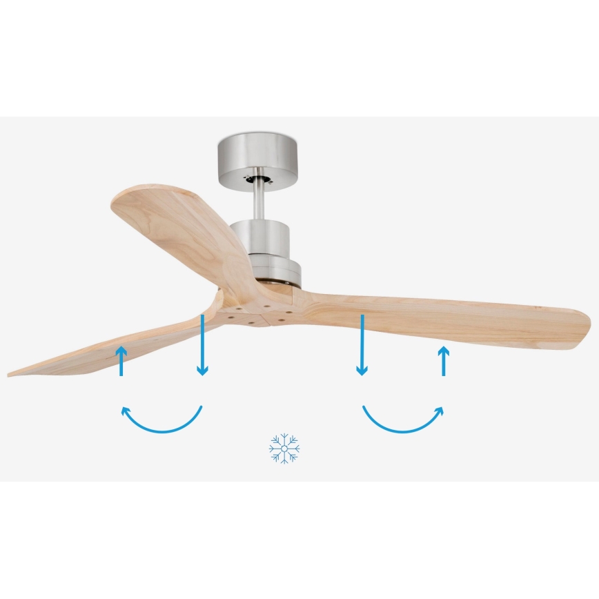 FARO 33373DC - Mennyezeti ventilátor LANTAU fa/matt króm á. 132 cm + távirányítás